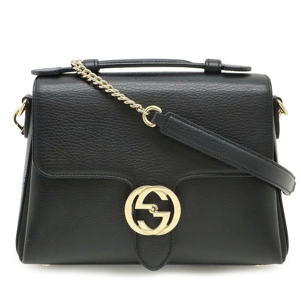 Gucci Interlocking G Handbag Chain Shoulder Bag Black
